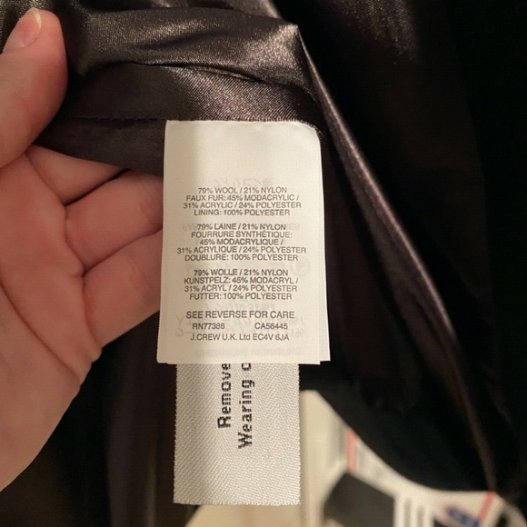 J. Crew Black Pea Coat with Faux Fur Collar - Picture 8 of 10